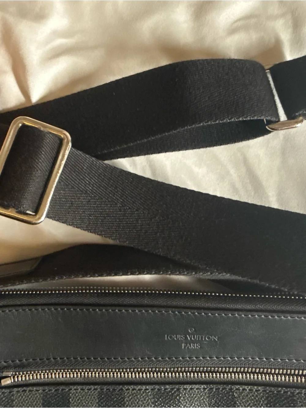 Louis Vuitton Black Damier Graphite Messenger Bag with Silver Hardware